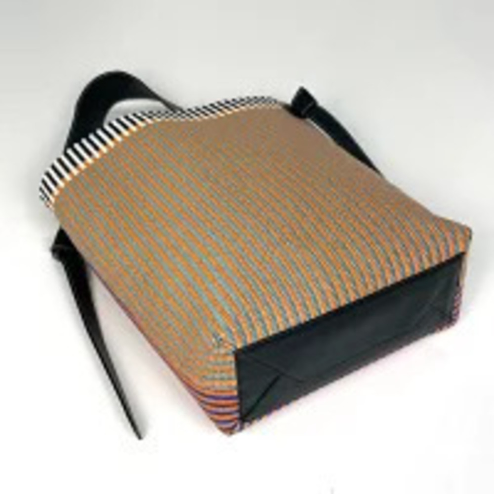 Celine Blue Multicolor Bag Cabas Shoulder Orange Twisted